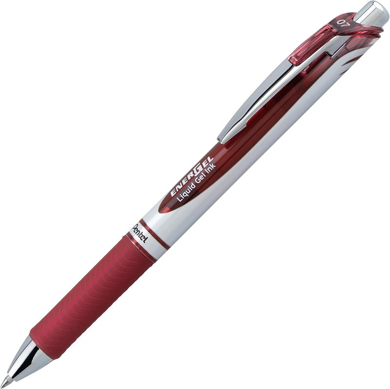 Pentel EnerGel RTX Retractable Liquid Gel Ink Pen, (0.7mm) Medium line, Burgundy Ink, Box of 12 Pens (BL77-BG) - Image 2
